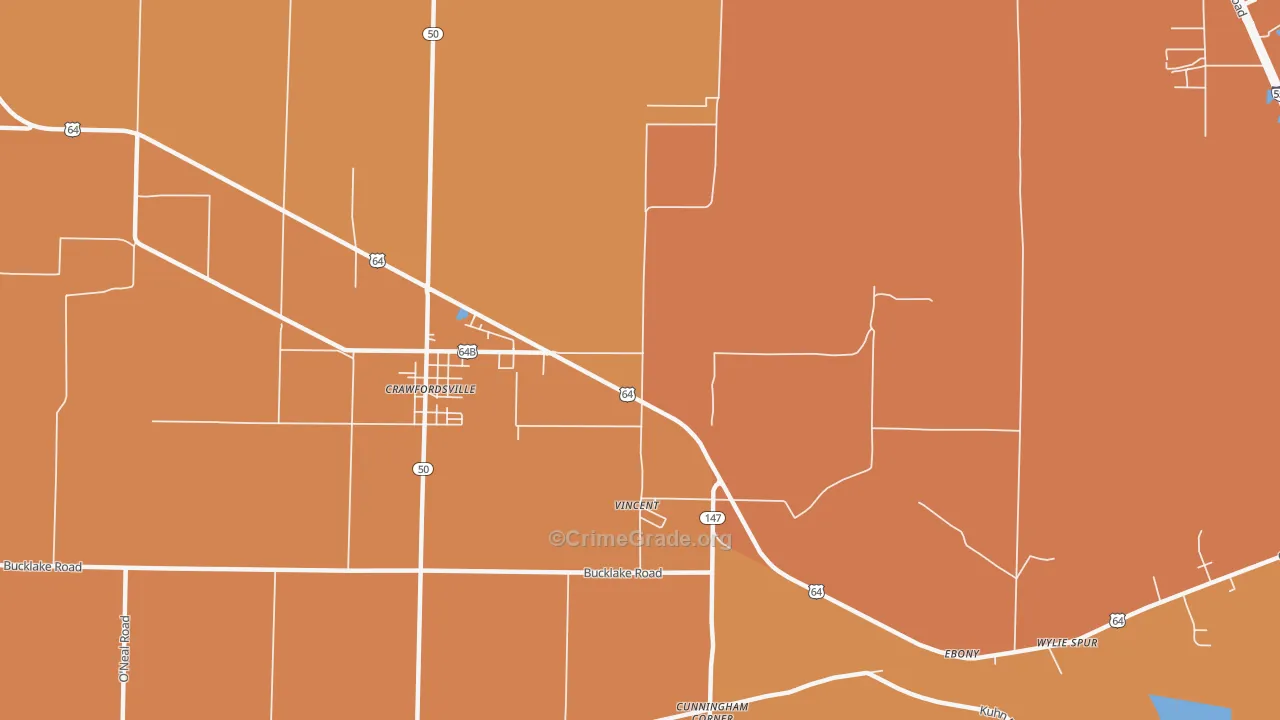 Vincent, AR Map of Vehicle Theft Rates