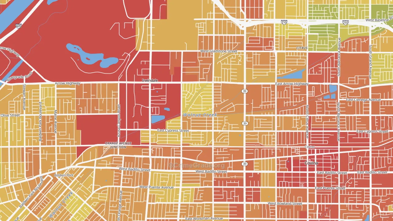 Vincent, CA Map of Vehicle Theft Rates