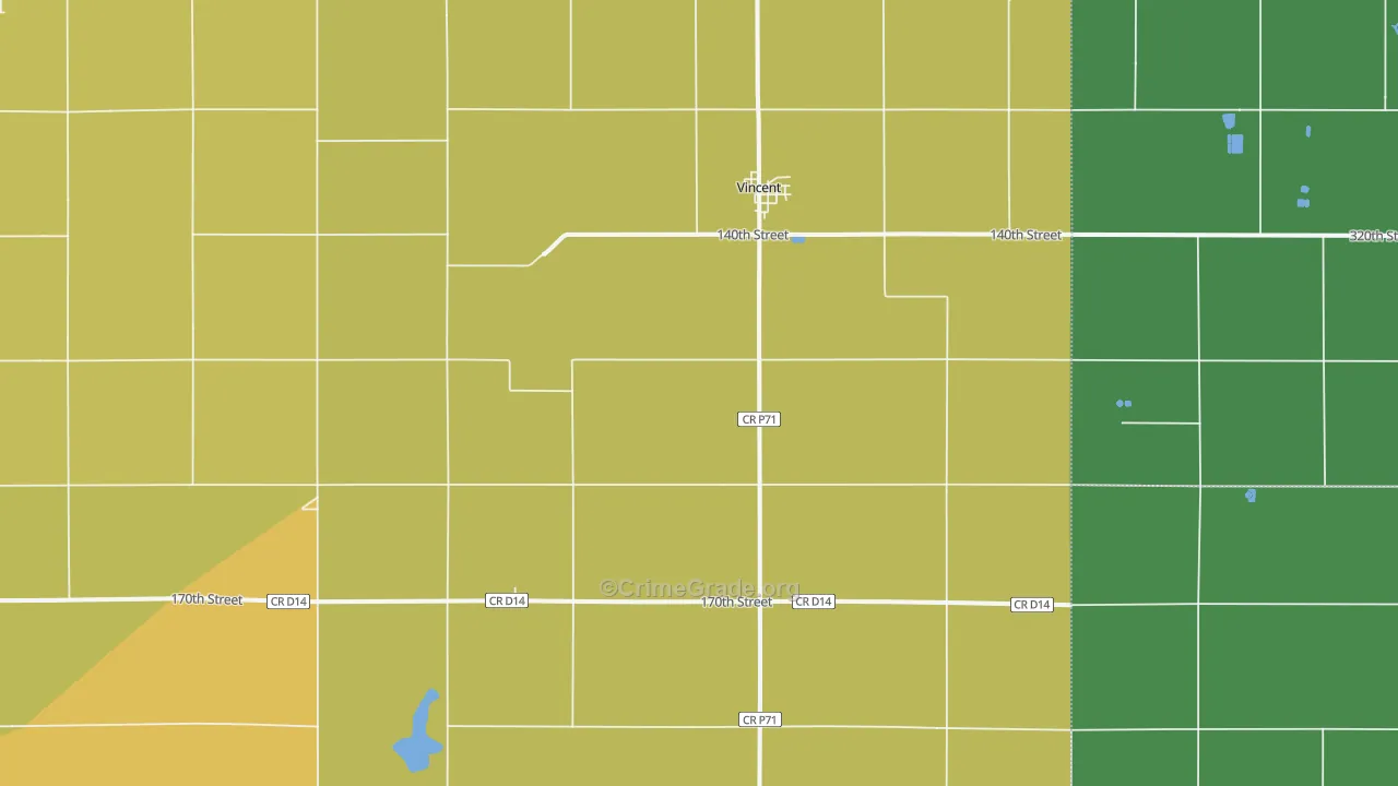 Vincent, IA Map of Vehicle Theft Rates