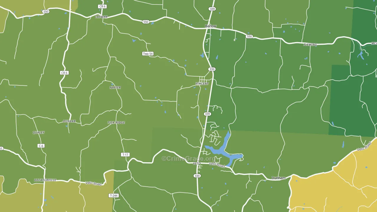 Vincent, OH Map of Vehicle Theft Rates