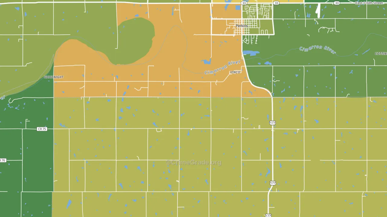 Vinco, OK Map of Vehicle Theft Rates