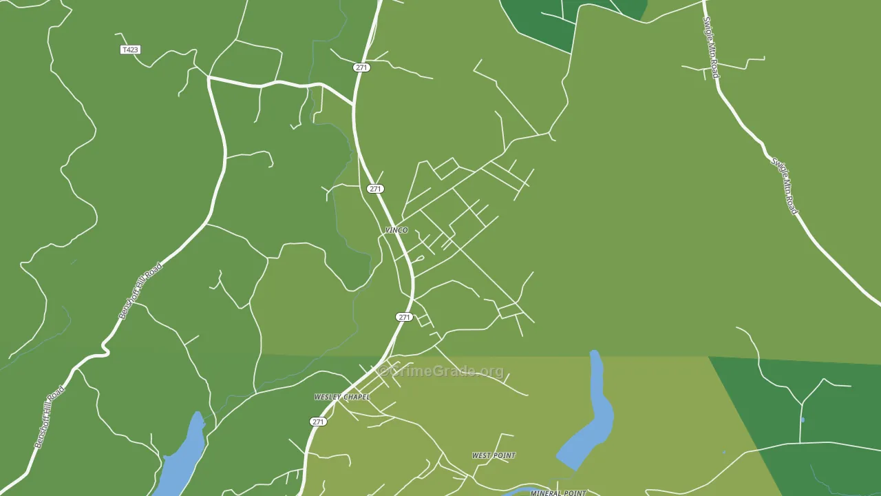 Vinco, PA Map of Vehicle Theft Rates