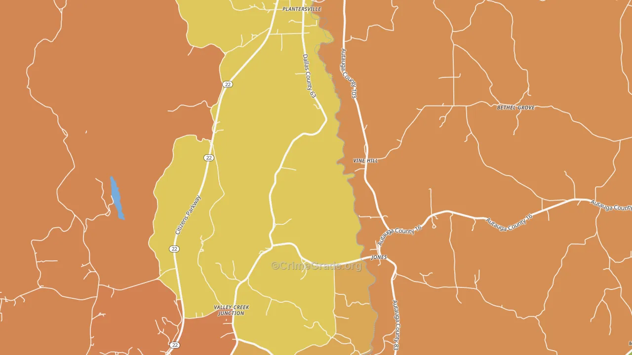 Vine Hill, AL Map of Vehicle Theft Rates