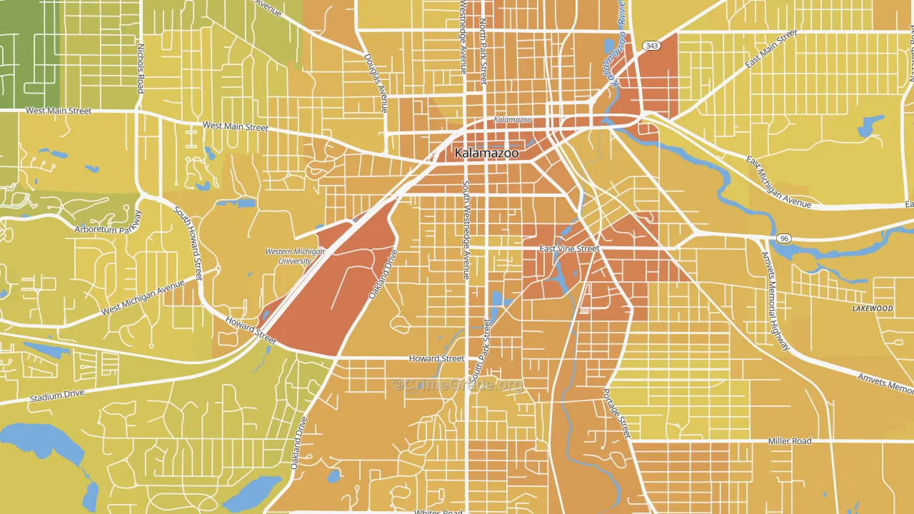 Vine, Kalamazoo, MI Map of Vehicle Theft Rates