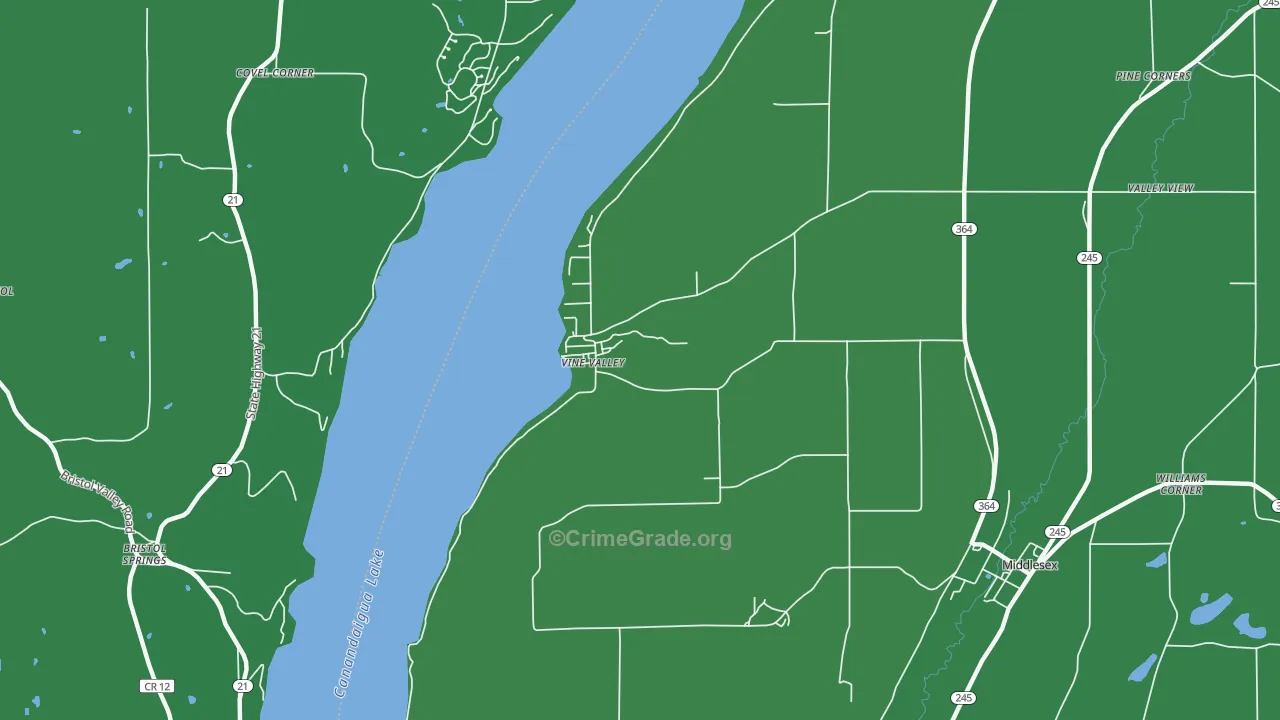 Vine Valley, NY Map of Vehicle Theft Rates