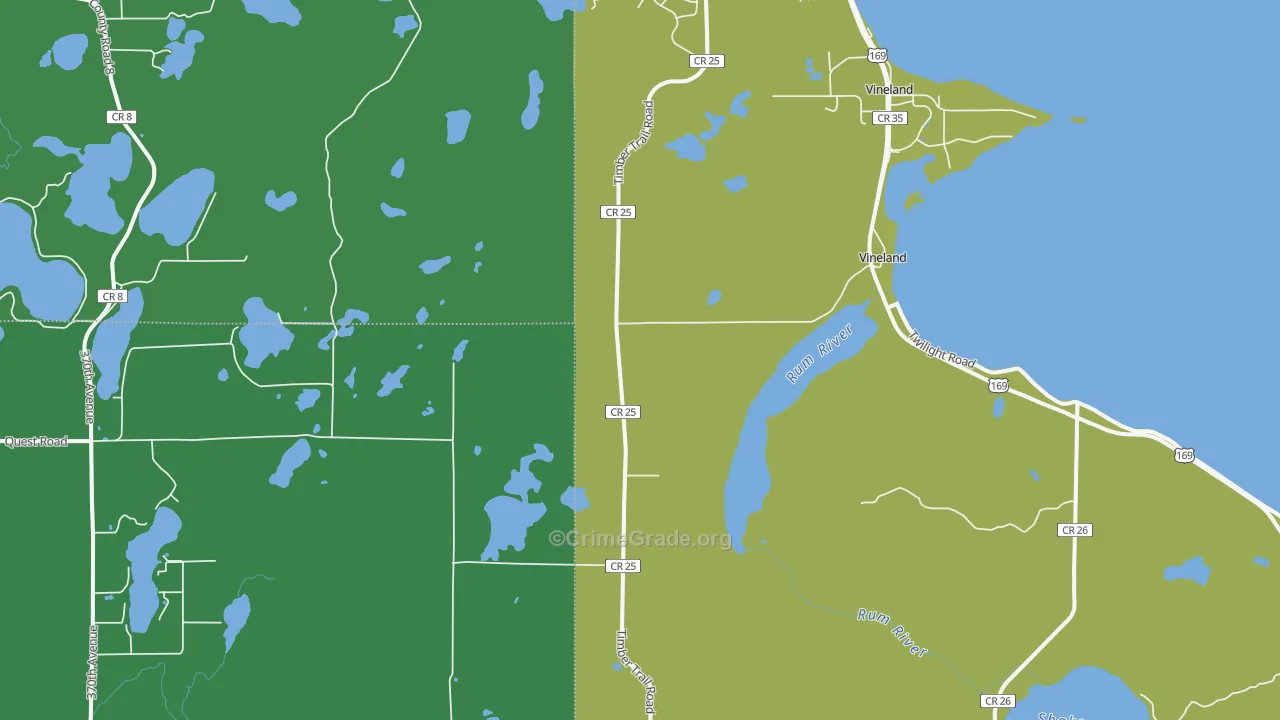 Vineland, MN Map of Vehicle Theft Rates