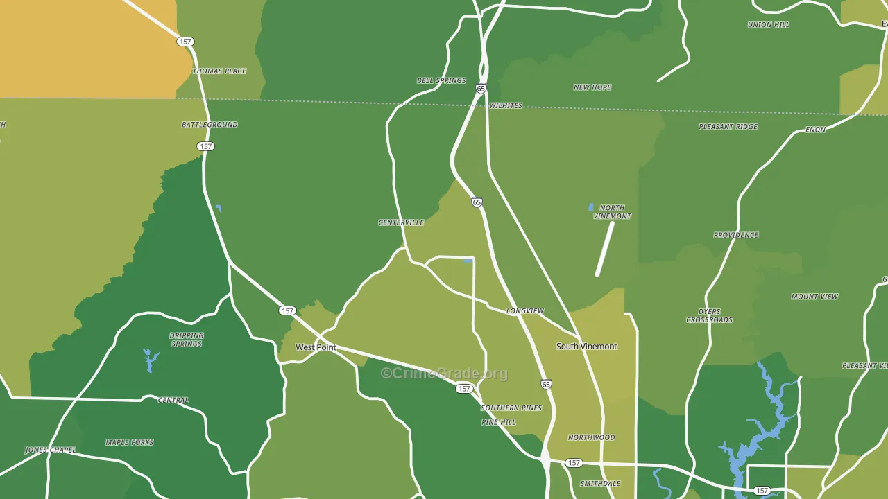 Vinemont, AL Map of Vehicle Theft Rates
