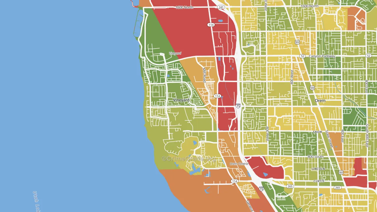 Vineyard, UT Map of Vehicle Theft Rates