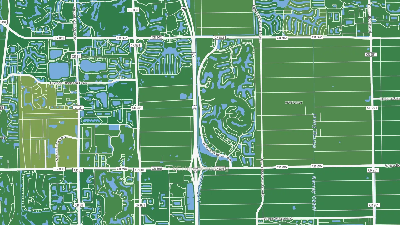 Vineyards, Naples, FL Map of Vehicle Theft Rates