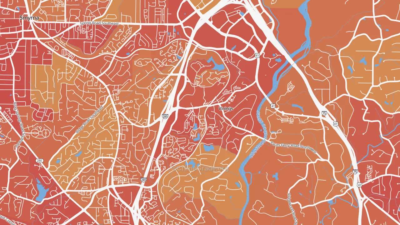 Vinings, GA Map of Vehicle Theft Rates