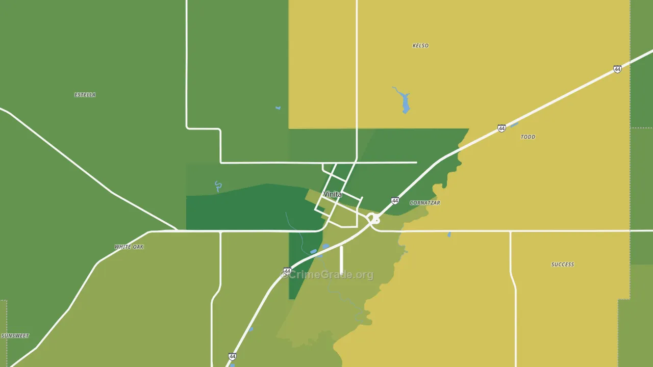 Vinita, OK Map of Vehicle Theft Rates