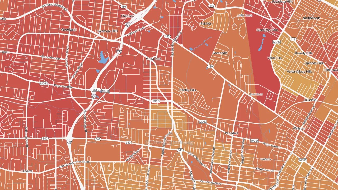 Vinita Terrace, MO Map of Vehicle Theft Rates