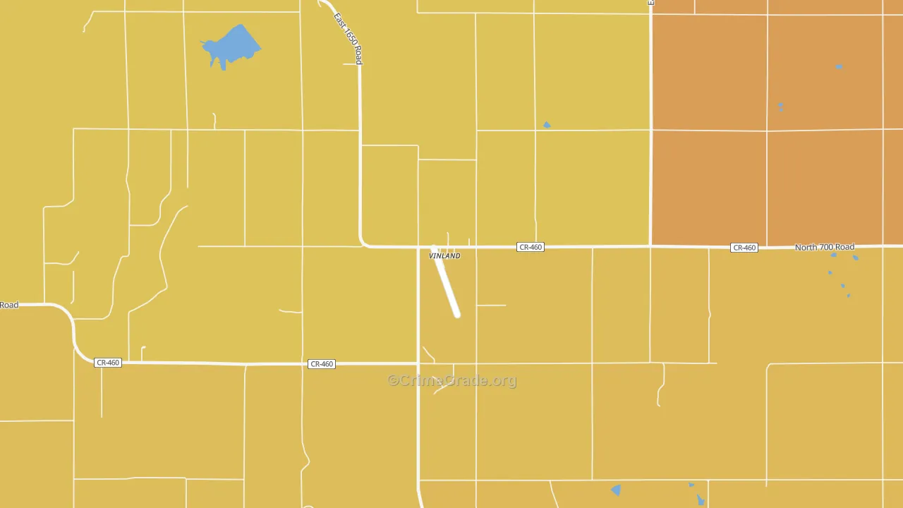 Vinland, KS Map of Vehicle Theft Rates