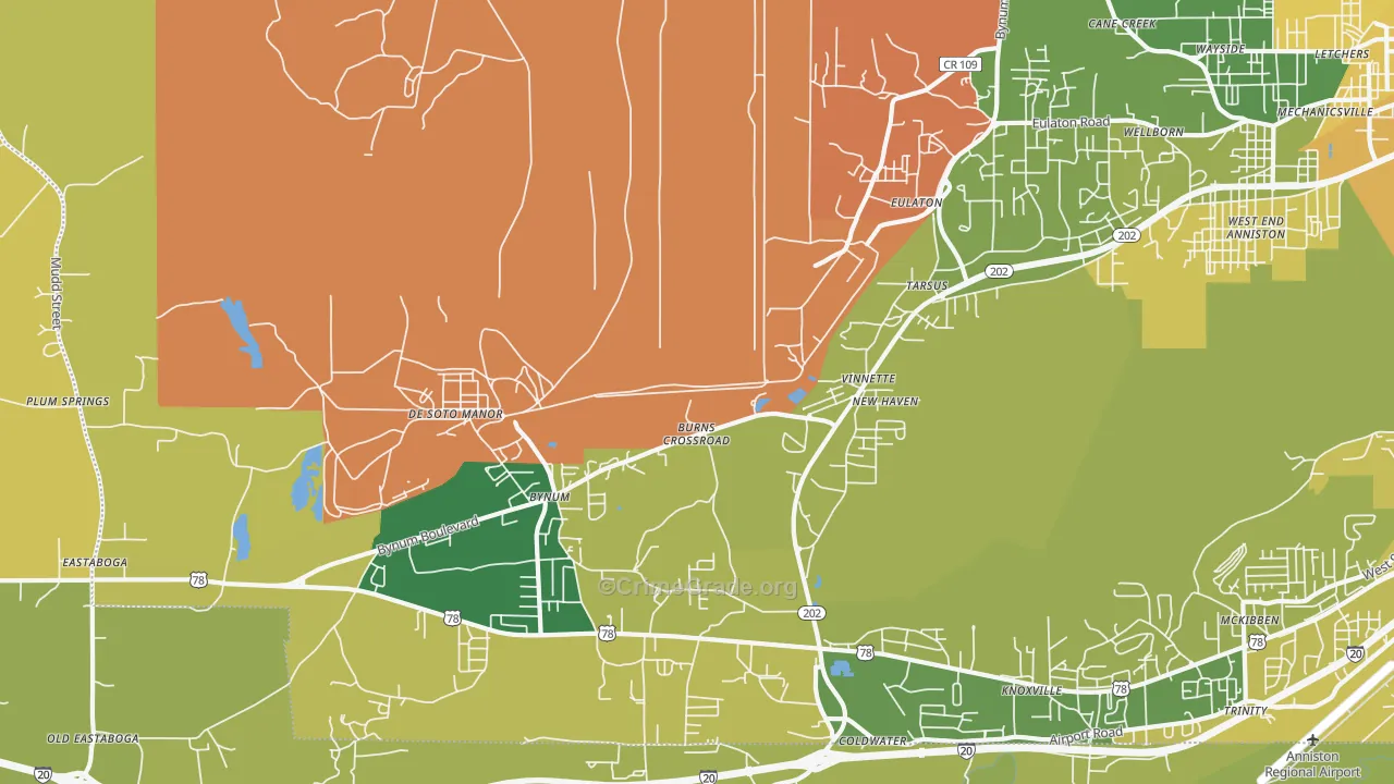 Vinnette, AL Map of Vehicle Theft Rates