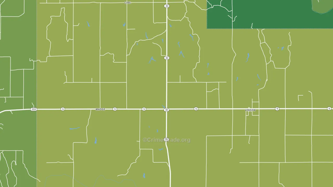 Vinson, OK Map of Vehicle Theft Rates