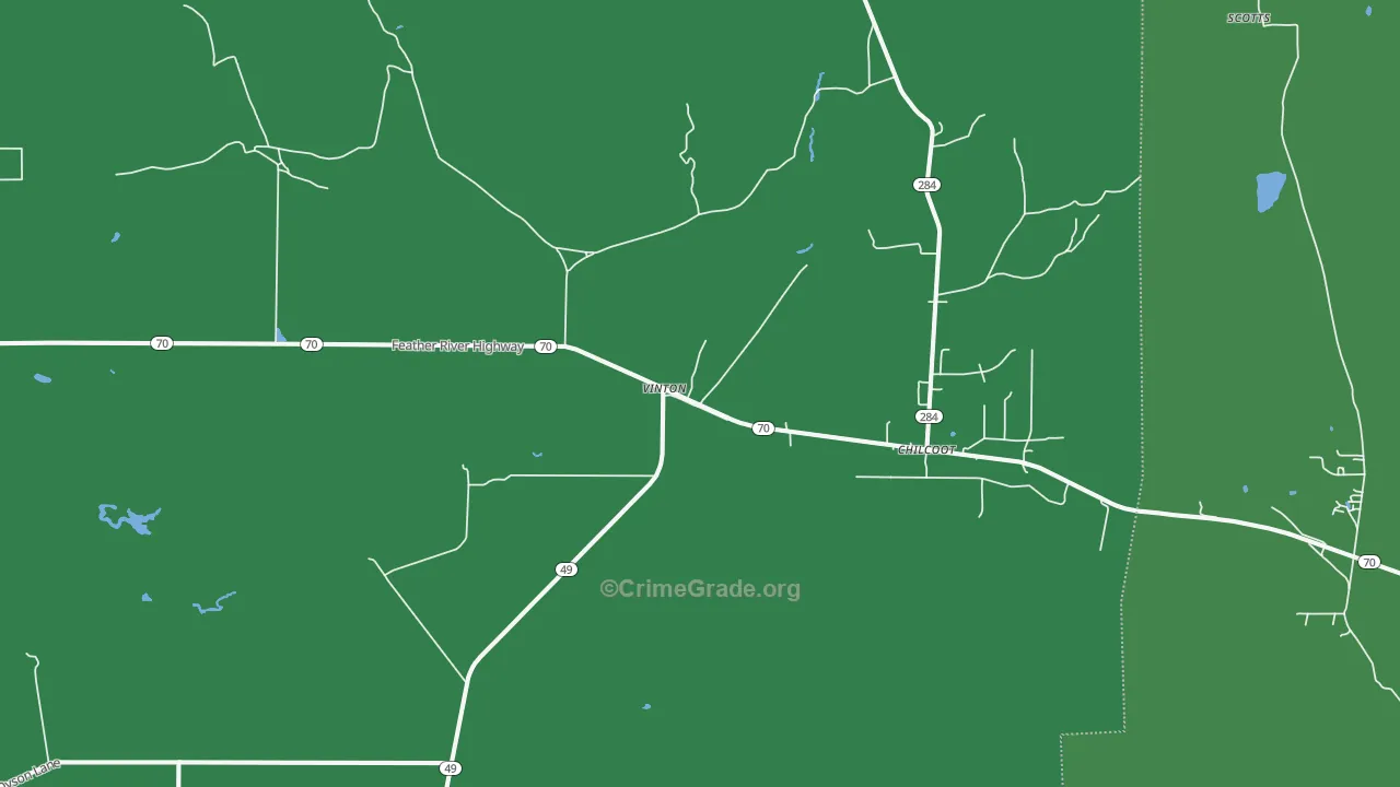 Vinton, CA Map of Vehicle Theft Rates