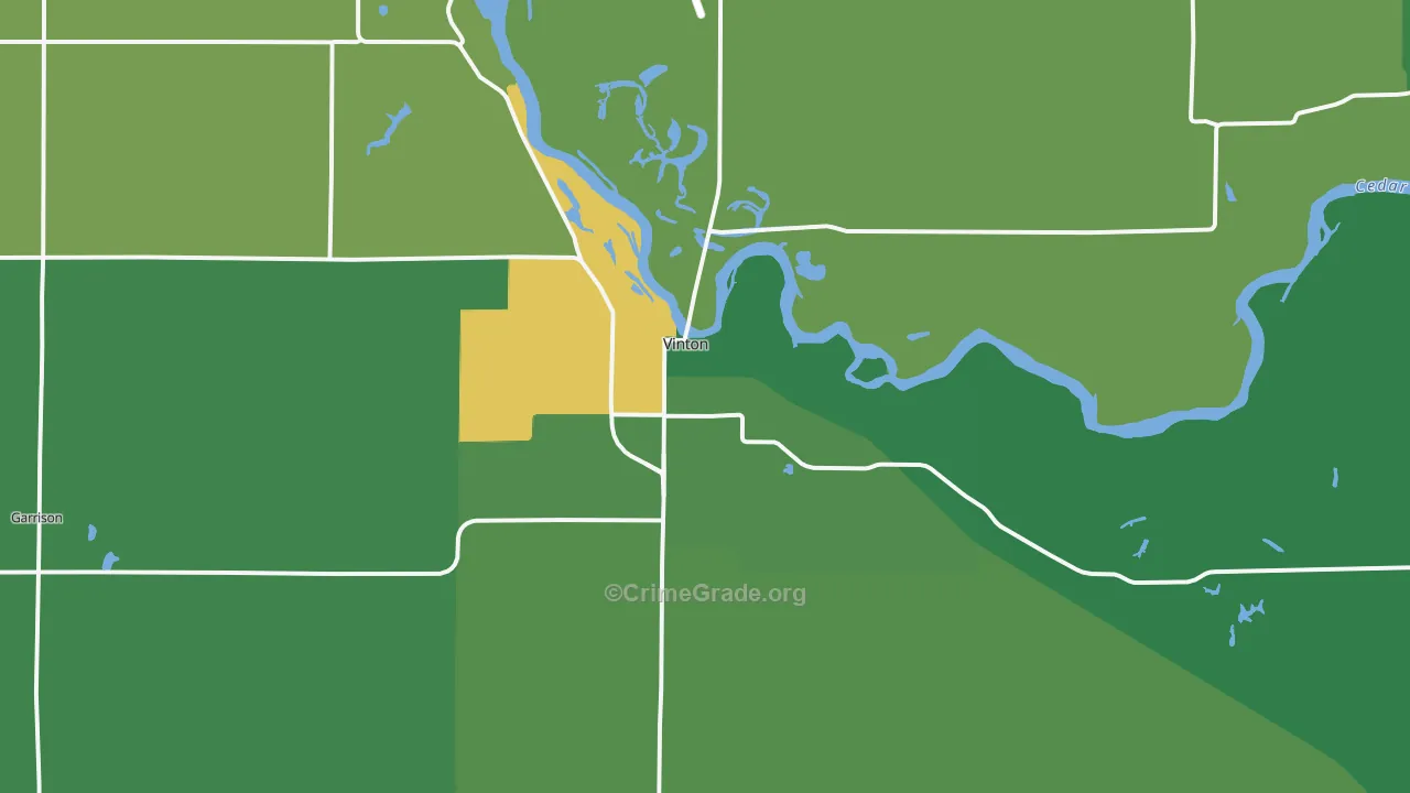 Vinton, IA Map of Vehicle Theft Rates