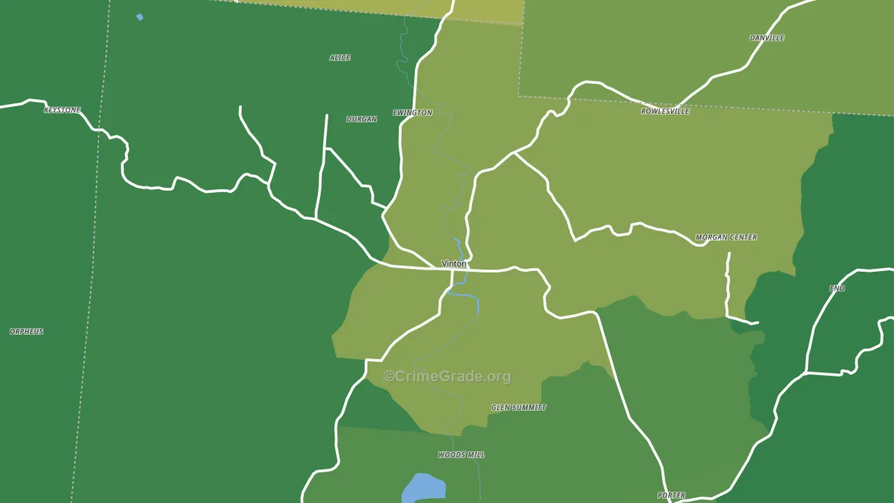 Vinton, OH Map of Vehicle Theft Rates