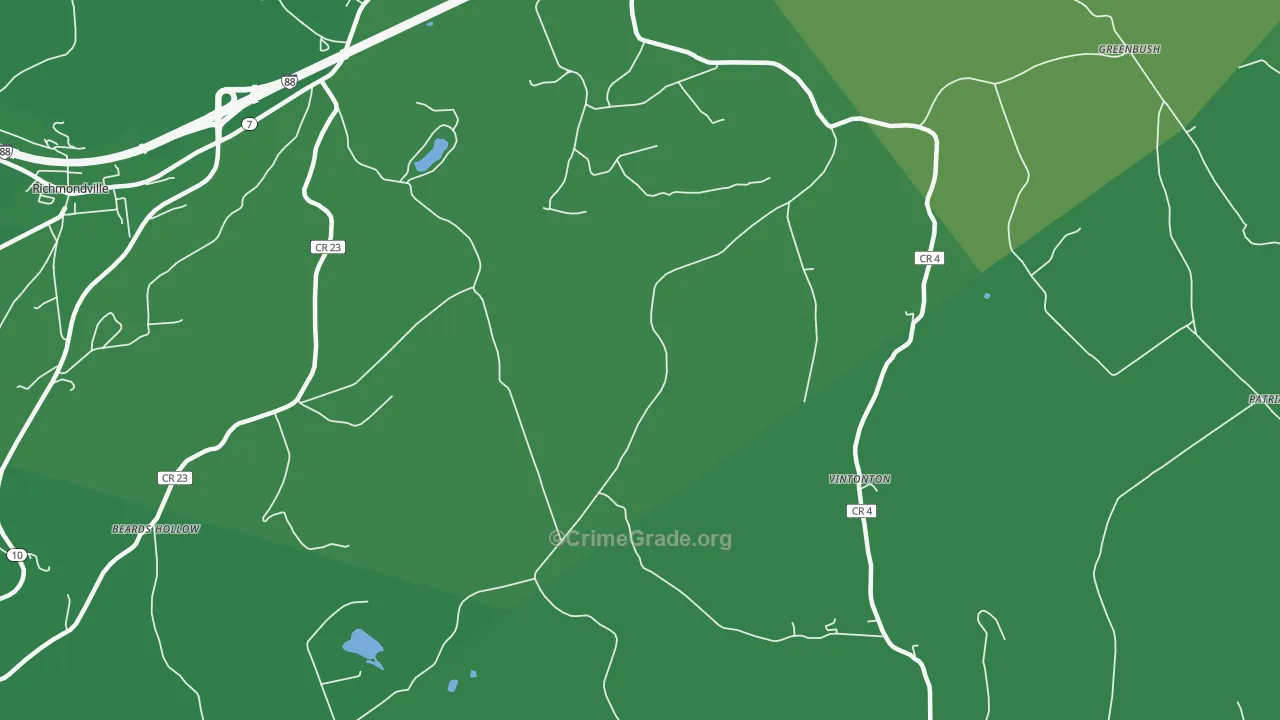 Vintonton, NY Map of Vehicle Theft Rates