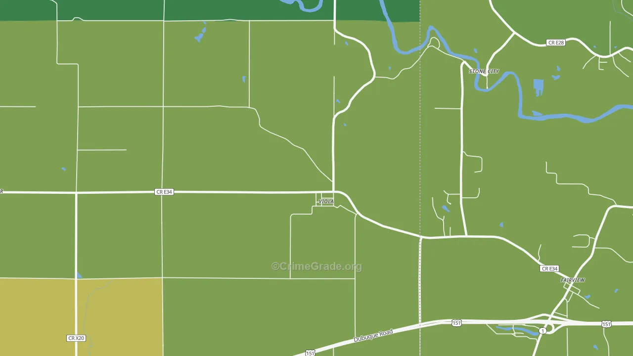 Viola, IA Map of Vehicle Theft Rates