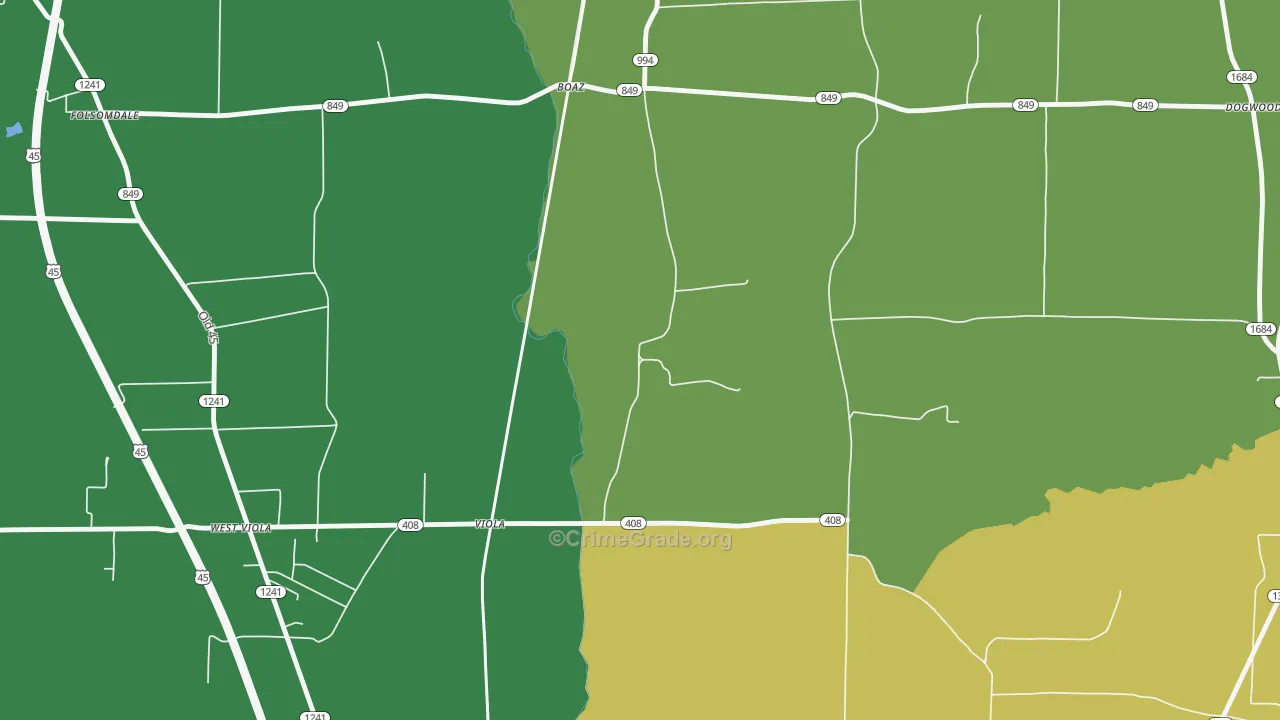 Viola, KY Map of Vehicle Theft Rates