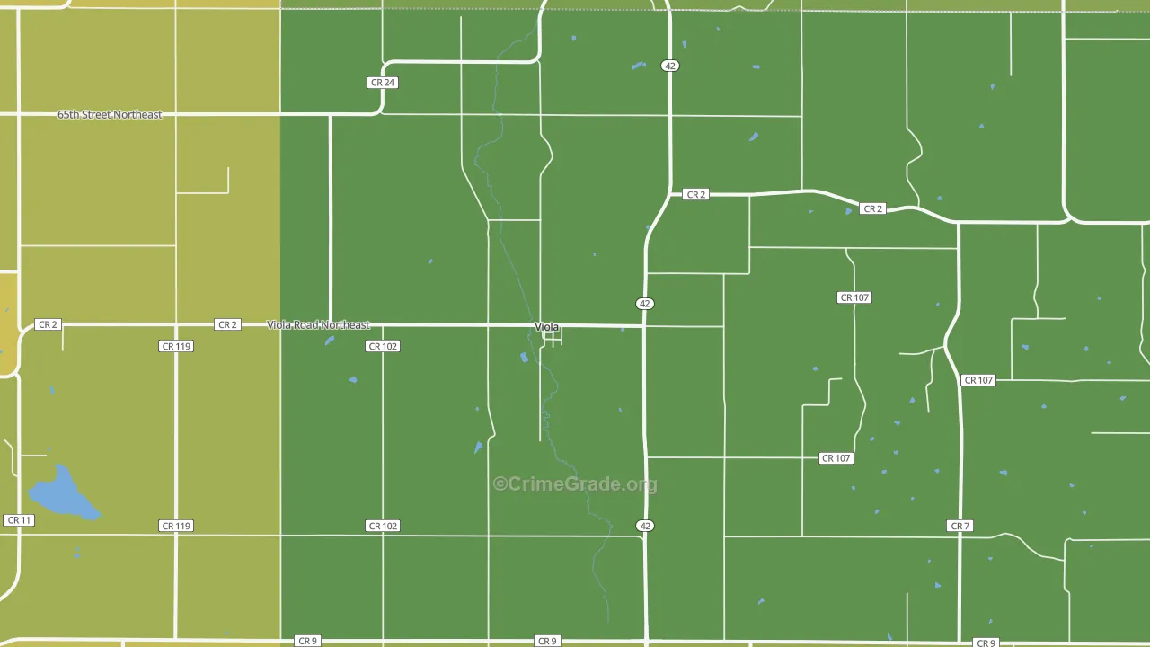 Viola, MN Map of Vehicle Theft Rates