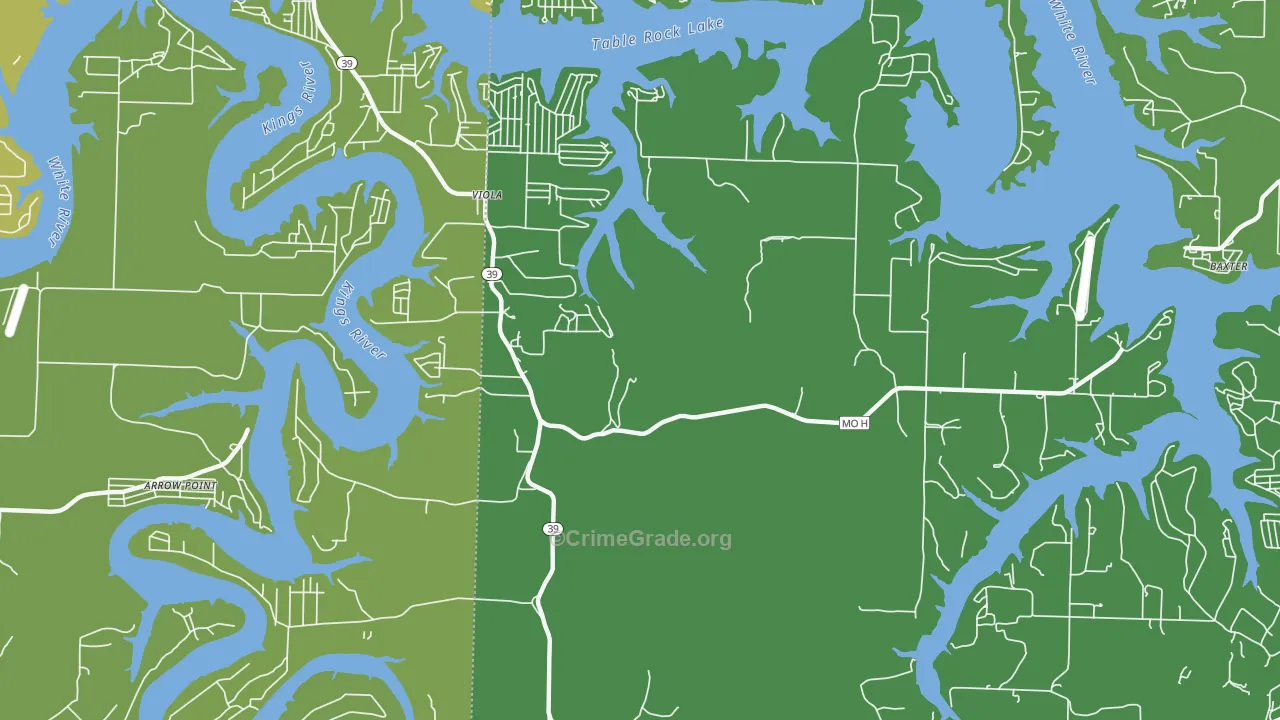 Viola, MO Map of Vehicle Theft Rates
