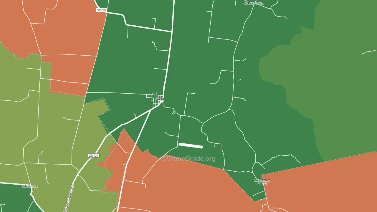 Viola, TN Map of Vehicle Theft Rates
