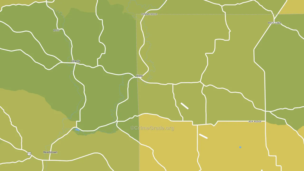 Viola, WI Map of Vehicle Theft Rates