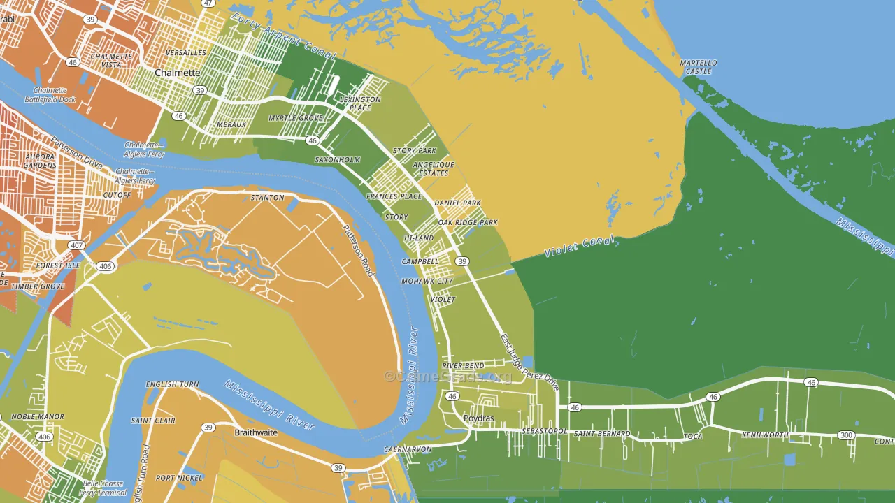 Violet, LA Map of Vehicle Theft Rates