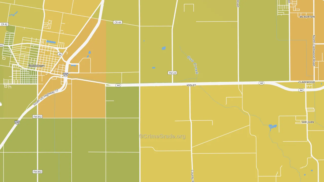 Violet, TX Map of Vehicle Theft Rates