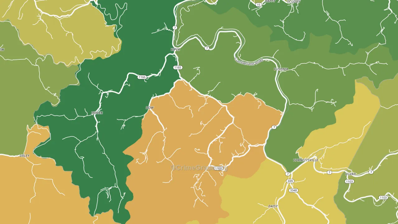 Viper, KY Map of Vehicle Theft Rates