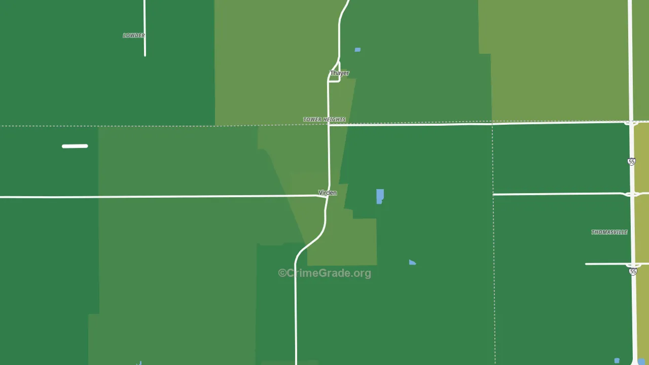 Virden, IL Map of Vehicle Theft Rates