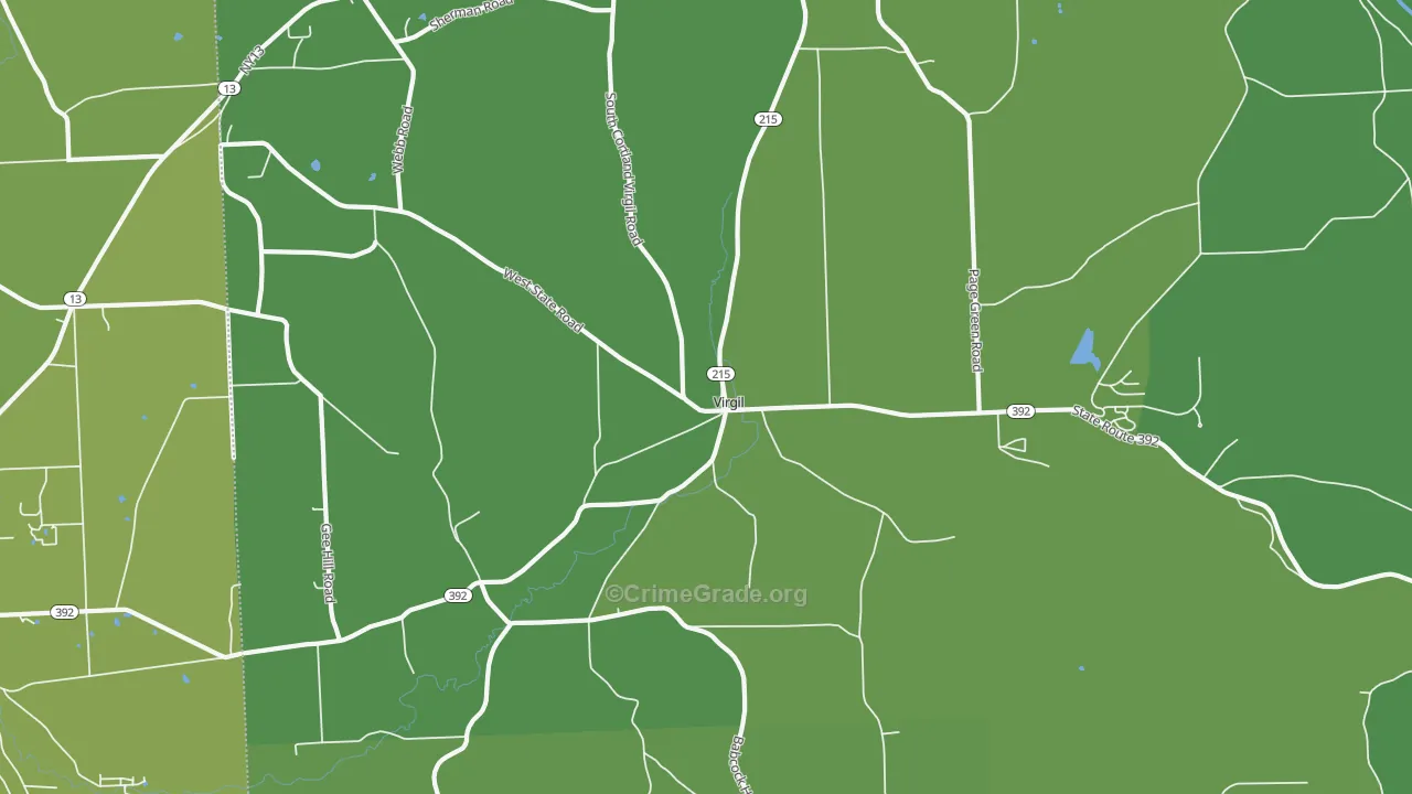 Virgil, NY Map of Vehicle Theft Rates