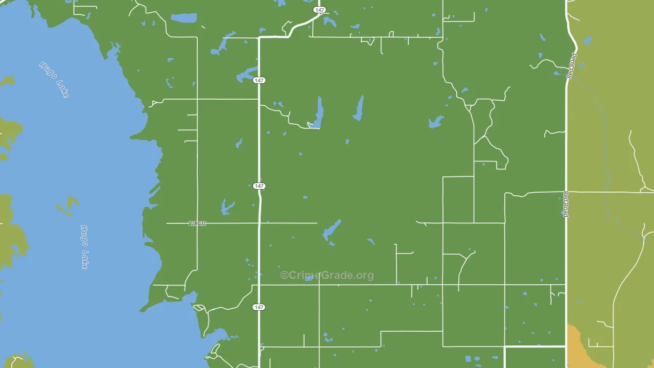 Virgil, OK Map of Vehicle Theft Rates