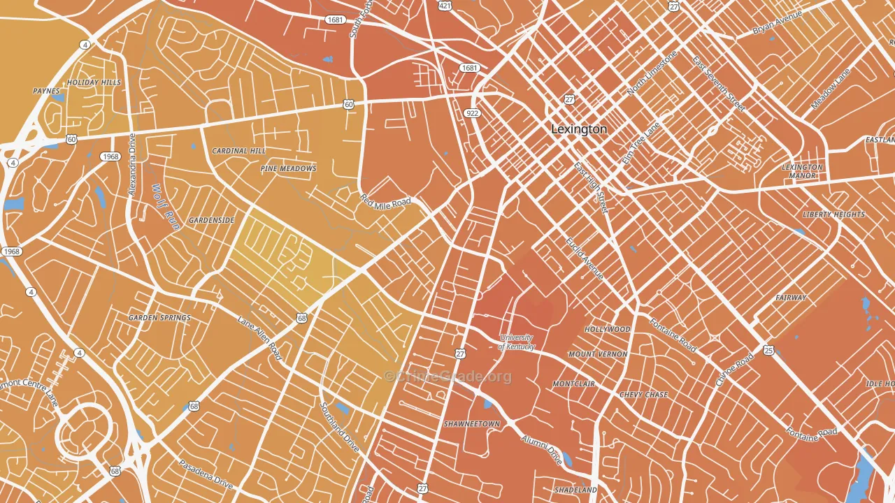Virginia Ave, Lexington, KY Map of Vehicle Theft Rates