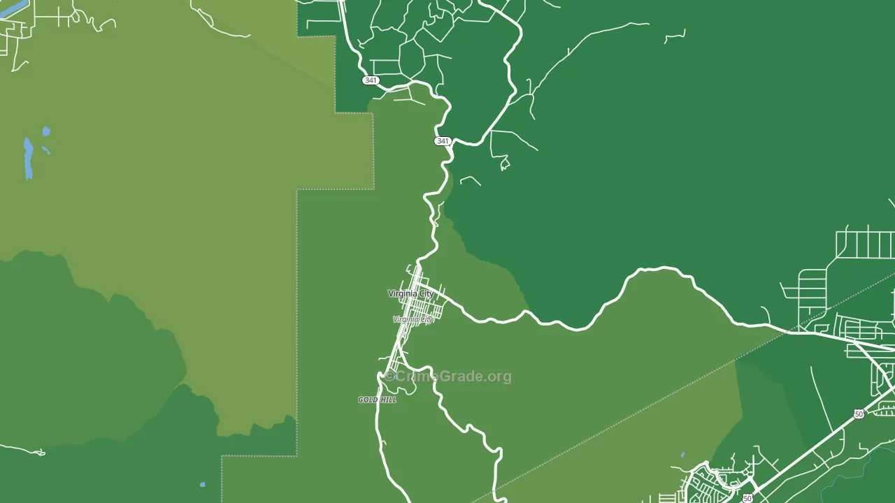 Virginia City, NV Map of Vehicle Theft Rates