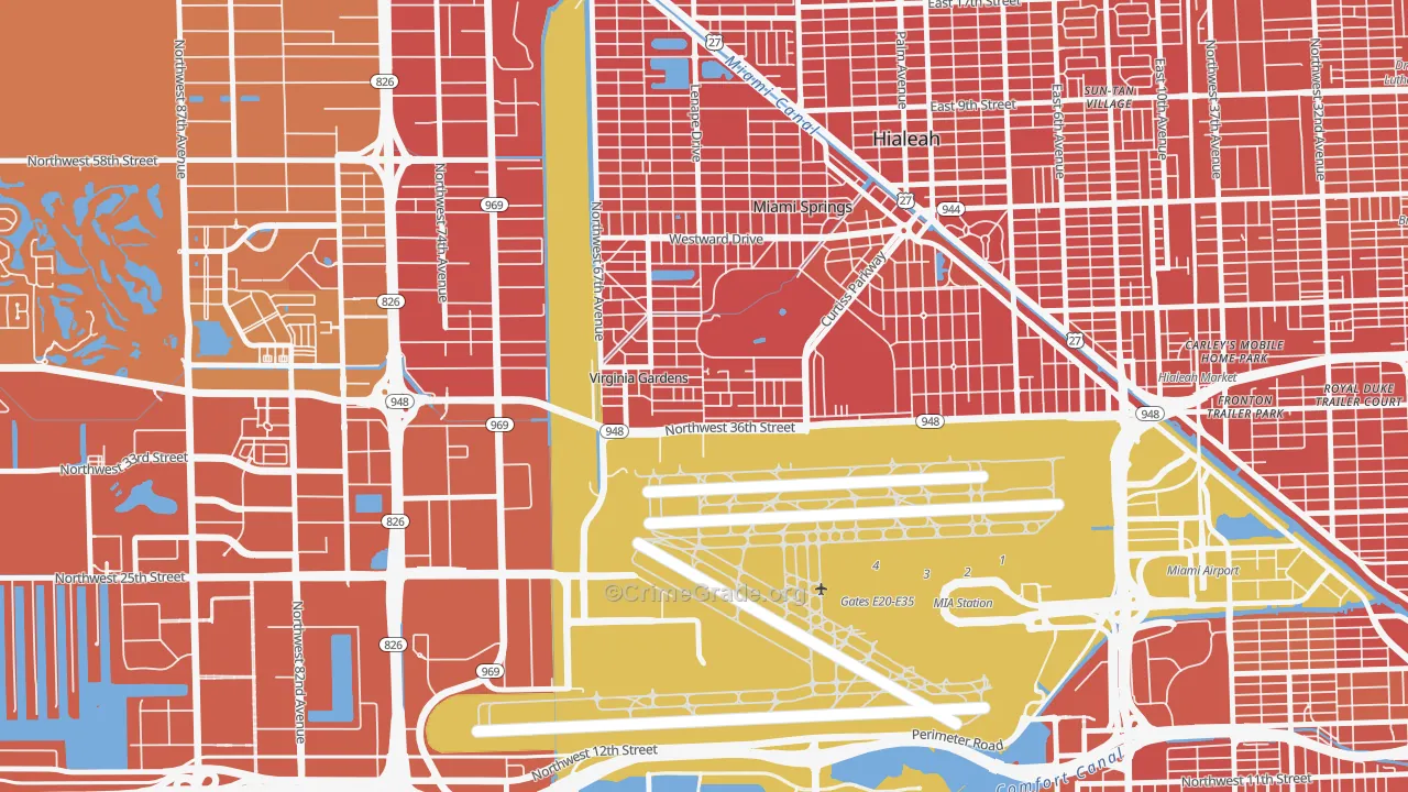 Virginia Gardens, FL Map of Vehicle Theft Rates