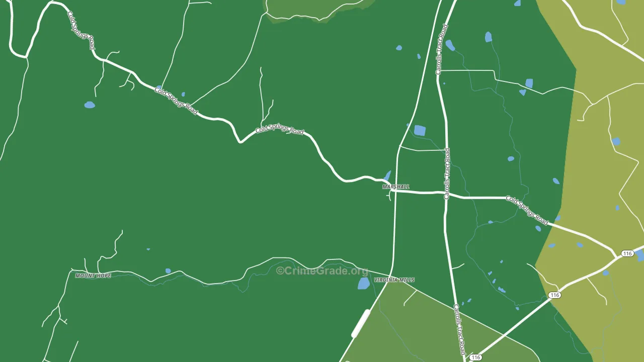 Virginia Mills, PA Map of Vehicle Theft Rates