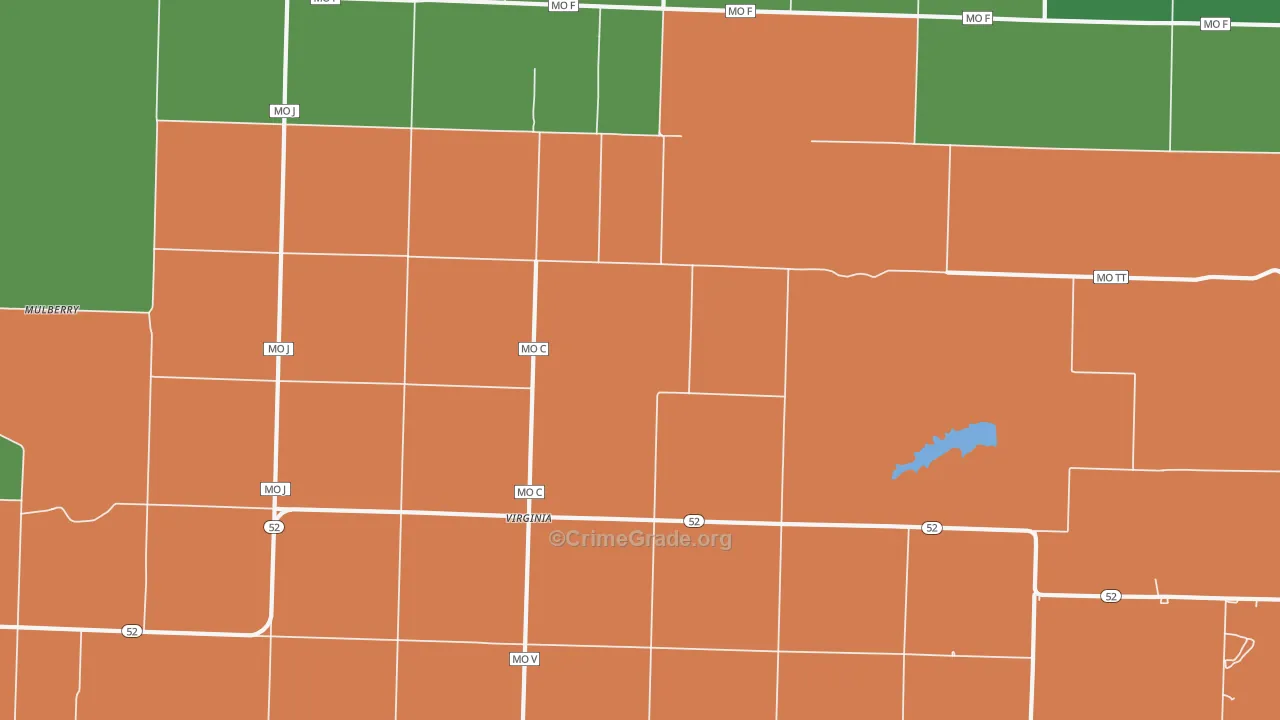 Virginia, MO Map of Vehicle Theft Rates