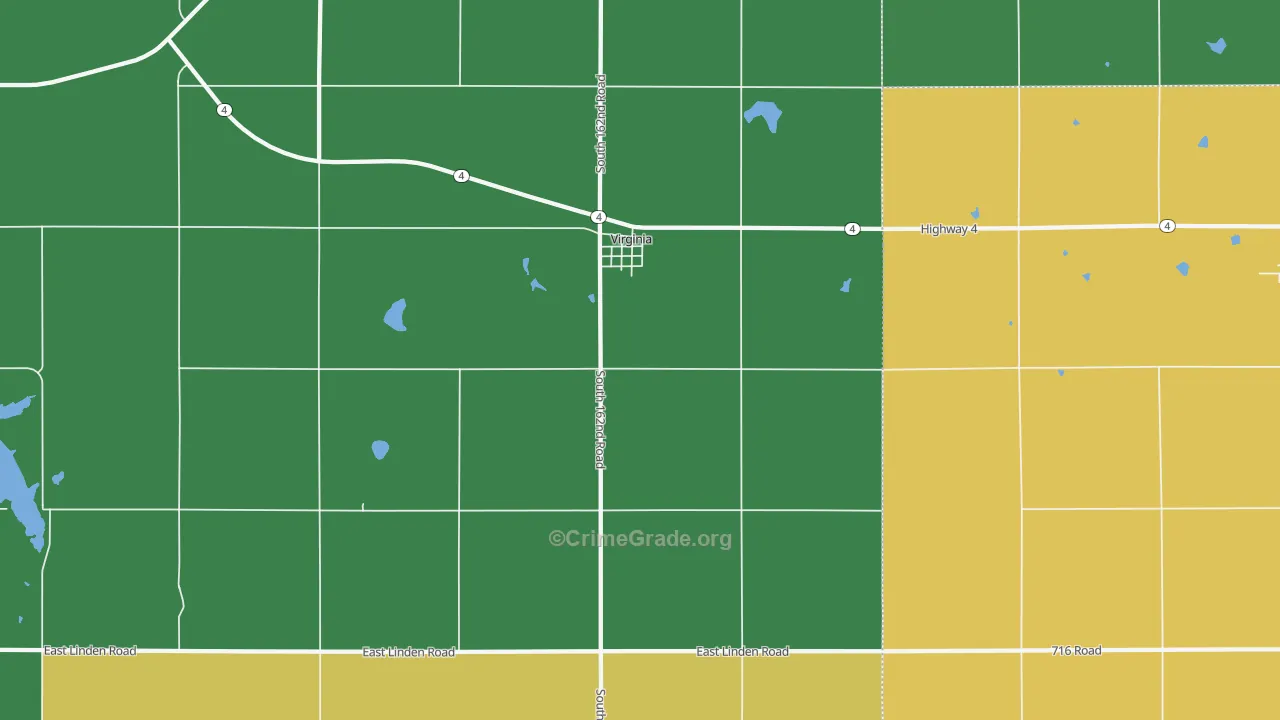 Virginia, NE Map of Vehicle Theft Rates