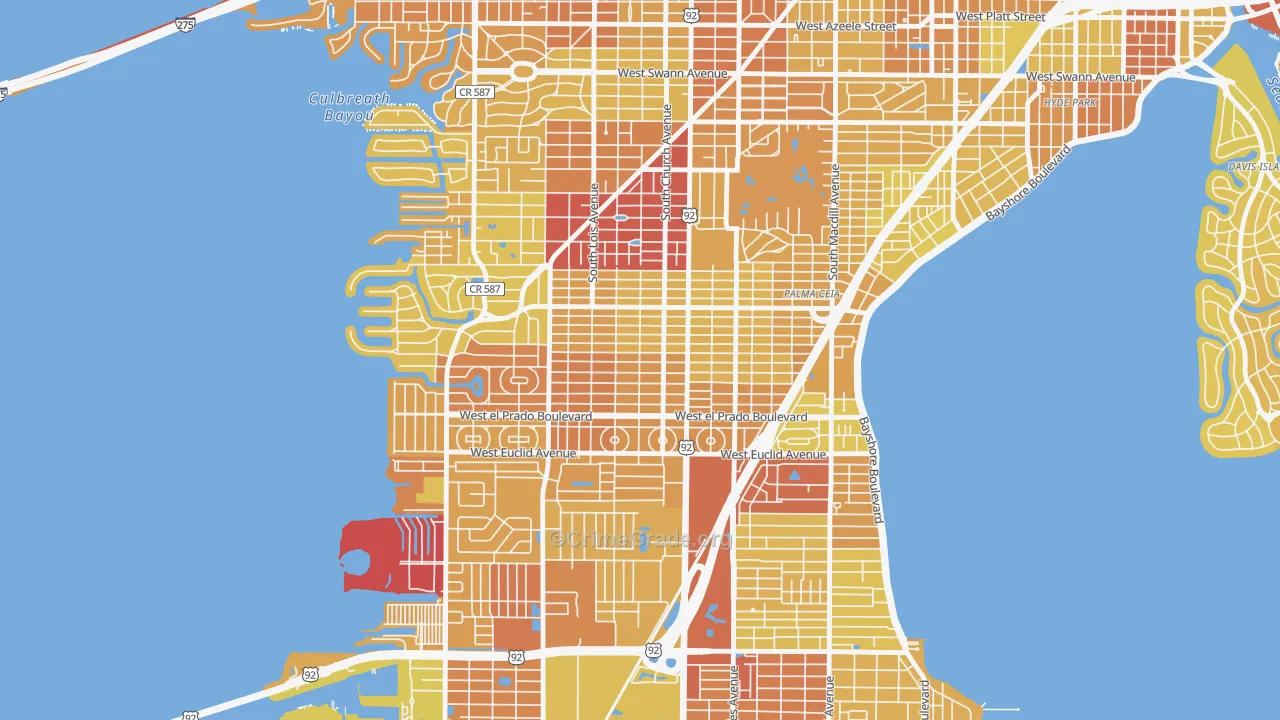Virginia Park, Tampa, FL Map of Vehicle Theft Rates