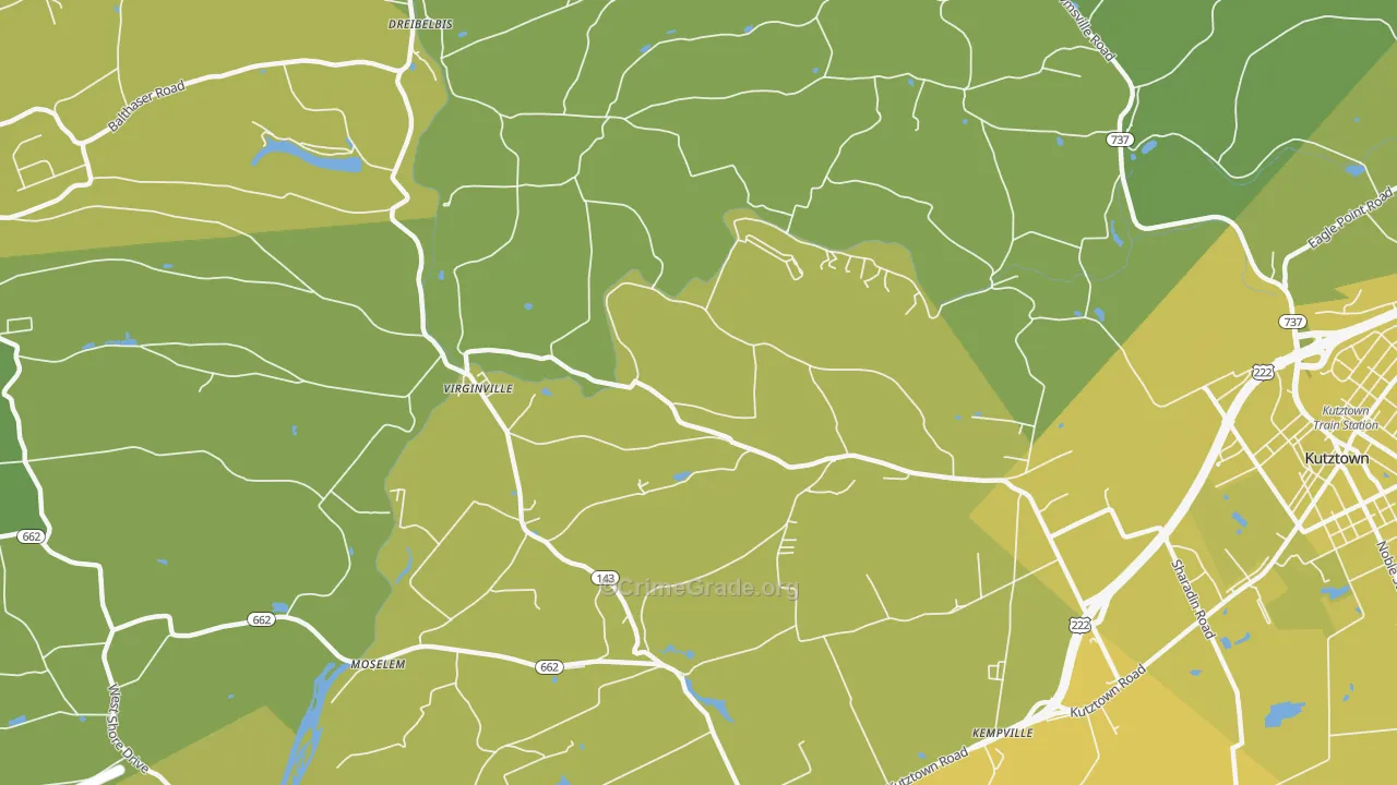 Virginville, PA Map of Vehicle Theft Rates