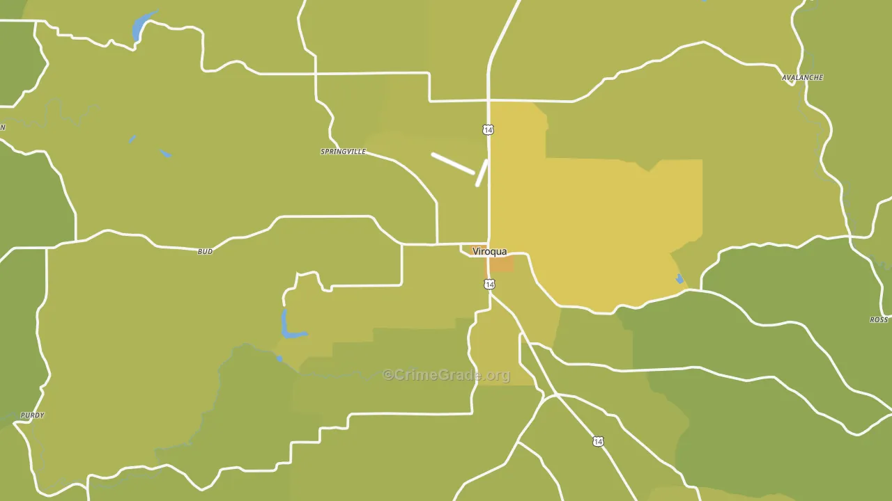 Viroqua, WI Map of Vehicle Theft Rates