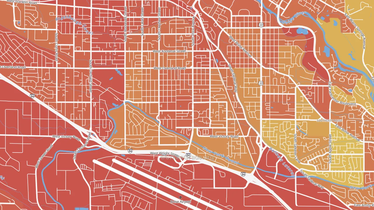 Vista, Boise, ID Map of Vehicle Theft Rates