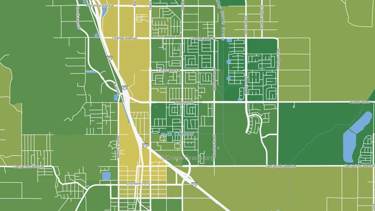 Vista Creek, Perris, CA Map of Vehicle Theft Rates