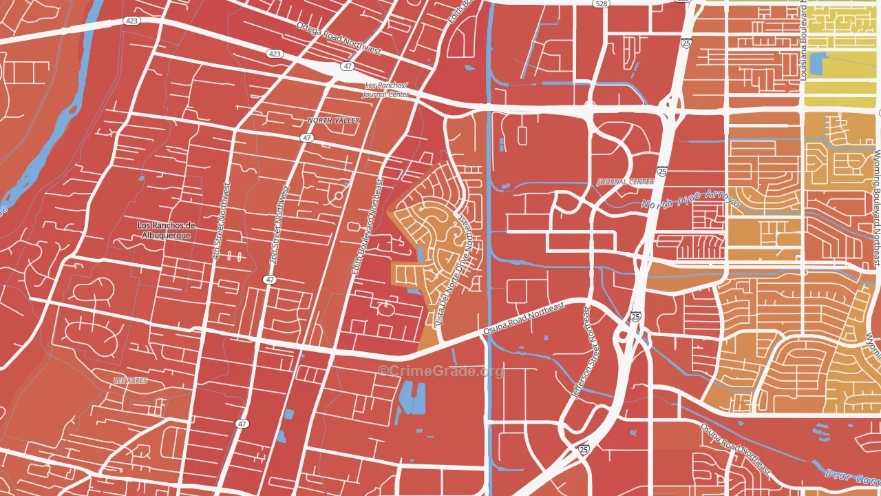 Vista del Norte, Albuquerque, NM Map of Vehicle Theft Rates