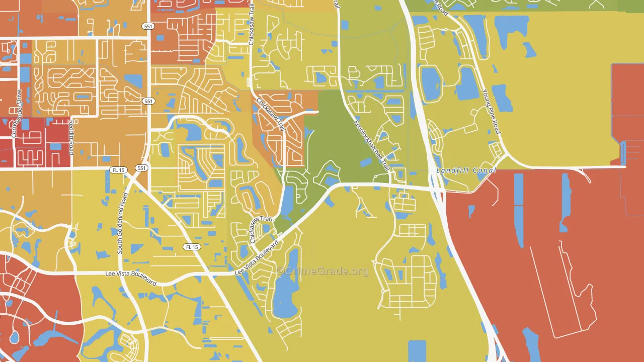 Vista East, Orlando, FL Map of Vehicle Theft Rates