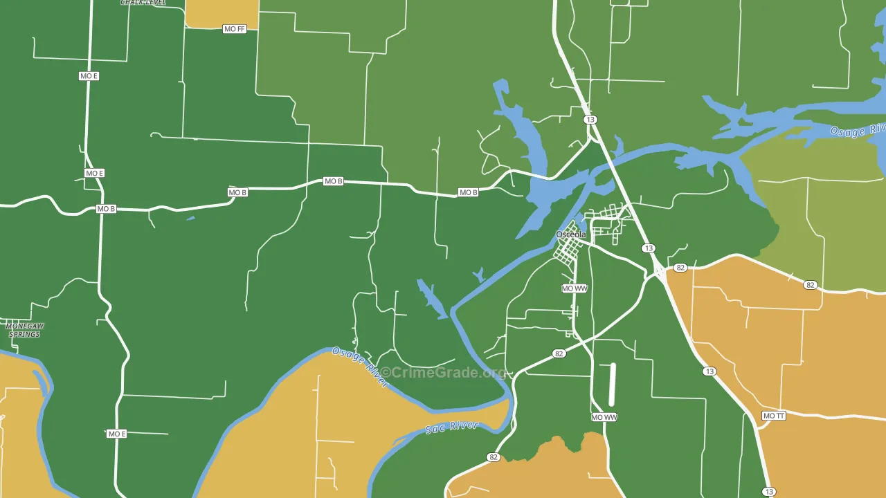 Vista, MO Map of Vehicle Theft Rates
