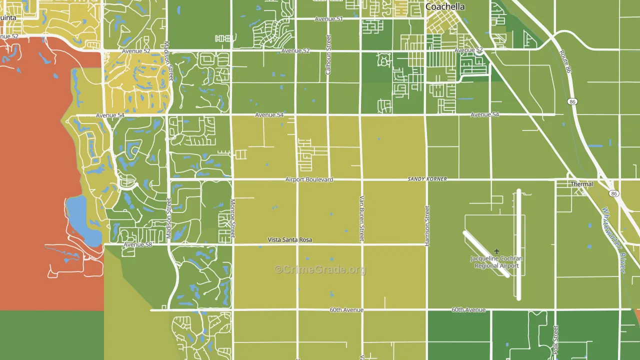 Vista Santa Rosa, CA Map of Vehicle Theft Rates